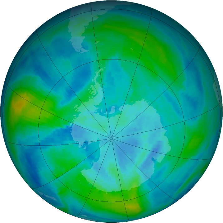 Antarctic ozone map for 28 March 1984